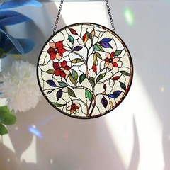 Flower Stained Glass Suncatcher Leaves Design for Indoor Window Decoration