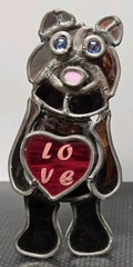 2 Leaded Stain Stained Glass Teddy Bears 7″ Tall Handmade?
