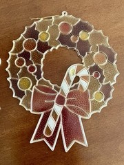 Vtg J.S.N.Y. Christmas Plastic Suncatcher Lot Angel Santa Wreath Stocking 10”