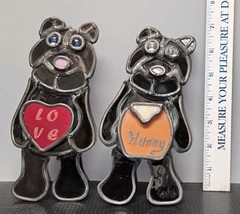 2 Leaded Stain Stained Glass Teddy Bears 7″ Tall Handmade?