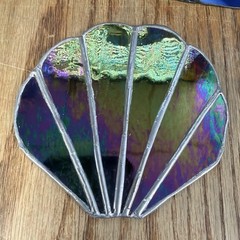 Set Of 3 Vintage Stained Glass Leaded Sun Catchers Mixed Natural Patina 1970’s