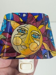 Joan Baker Stained Glass Night Light 90s/00s Y2K Whimsy Goth Celestial Sun