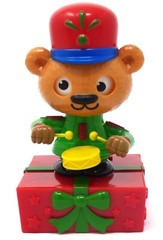 New Solar-Powered Christmas Drummer Bear with Present Base ~ FREE SHIPPING