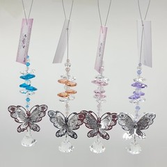 Silver Butterfly Suncatcher Crystals, crystal gifts car mirror suncatchers
