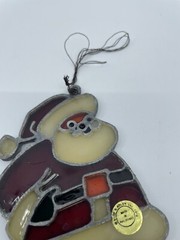 Vintage Santa Claus Stained Glass Sun Catcher Christmas Window Ornament Alder