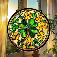 St. Patrick’s Day Shamrock Glass Suncatcher Irish Lucky Charm Decor Gift