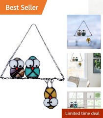 Colorful Owl Suncatcher Panel – Handmade Stained Glass Art for Windows & Doors