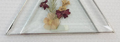 2 Vintage Dried Pressed Flowers Double Triangle Diamond Sun Catcher Lot Set