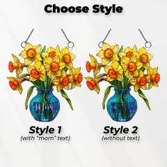 Daffodil Vase Suncatcher Acrylic Window Decor Flower Art Gift