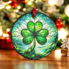 Shamrock St Patrick’s Day Glass Suncatcher Irish Blessing Window Decor Gift