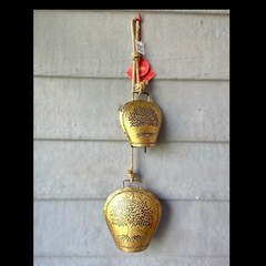 Tree of Life Gold Tone Wind Chime with Large Bells for Garden, Patio, or indoors