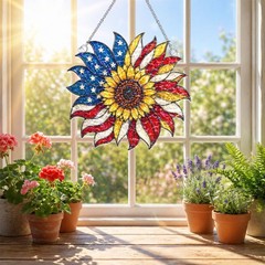 250th Anniversary USA Suncatcher – (8 Inches) Sunflower Wavy Us