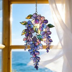 Purple Wisteria Suncatcher Acrylic Window Decor Art Gift