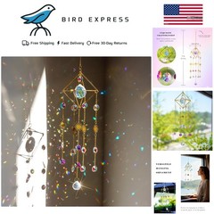 17 Inch Crystal Suncatcher Prisms Rainbow Maker Window Hanging Decor Gold-Plated