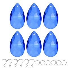 6PCS Crystal Grid Prisms, 38mm/1.5″ Pendant Hanging [Blue]