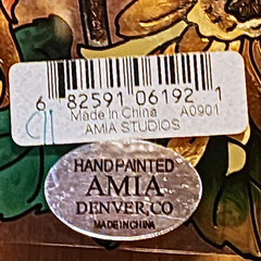 AMIA Denver, CO. Hand Painted Octagonal Suncatcher Dragonfly & Sunflowers 4.625″
