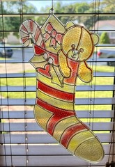 Vtg J.S.N.Y. Christmas Plastic Suncatcher Lot Angel Santa Wreath Stocking 10”