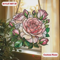 Custom Rose Bouquet Suncatcher Acrylic Stained Glass Style