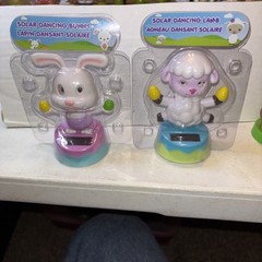 Solar powered dancing bunny and lamb, let the sun shine in and watch them dance