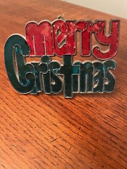 Sunbeam Vintage Stainglass ‘Merry Christmas’ Suncatcher Ornament Metal Hangs