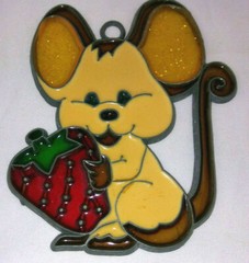 Vintage Mouse & Strawberry Suncatcher