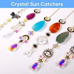 7 PCS Crystal Suncatcher, Hanging Suncatchers with Crystals Light, Sun Catche…