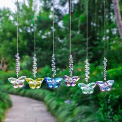 6pcs Crystal Butterfly Suncatchers Hanging Ornaments, Rainbow Maker Sun Catchers