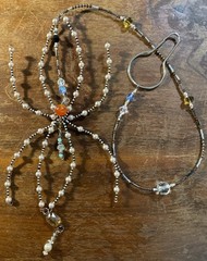 Glass, Pearl Crystal Spider Suncatcher Hanging Garden,Window Decor Ivory