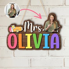 Custom Teacher Cute Door Decor Wall Sign with Rope
