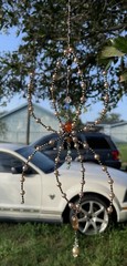 Glass, Pearl Crystal Spider Suncatcher Hanging Garden,Window Decor Ivory