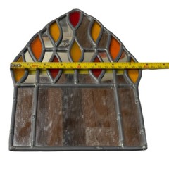Vintage MCM Orange Stained Glass Mirror The Setti Studio Boston Cathedral 10″