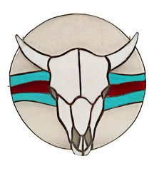 Stained Glass Western Cow Steer Sun Catcher Suncatcher Window Wall Art Decor 13″