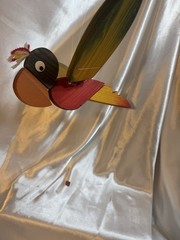 Handmade Multicolor Wood Bird Hanging Mobile Décor, 14″ Length, 13″ Wingspan