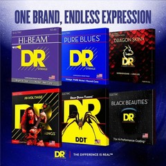 Set of 4 – DR Strings Pure Blues Pure Nickel Electric Guitar Strings 10-46 3 Pac