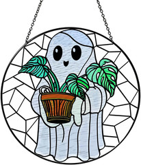 Cute Ghost Plant Stained Glass Sun Catcher Window Hanging Plant Lovers Gifts for