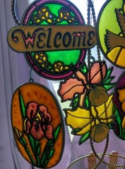 Set Of 5 Stain Glass Sun Catchers