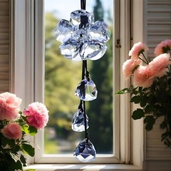 Crystal Five Clover Suncatcher Hanging Ornament Rainbow Maker Window Garden Deco