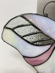 Faux Stained Glass Butterfly Suncatcher Metal Wall Hanging Planter Vintage