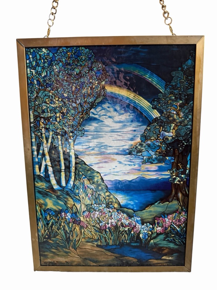 Louis Comfort Tiffany Double Rainbow Iris Stained Glass Suncatcher Glassmasters