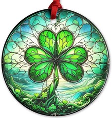 Shamrock St Patrick’s Day Glass Suncatcher Irish Blessing Window Decor Gift