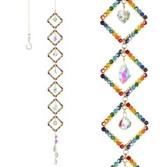7 Chakra Crystal Light Catcher – Handwoven Sun Catcher with Geometric Metal F…
