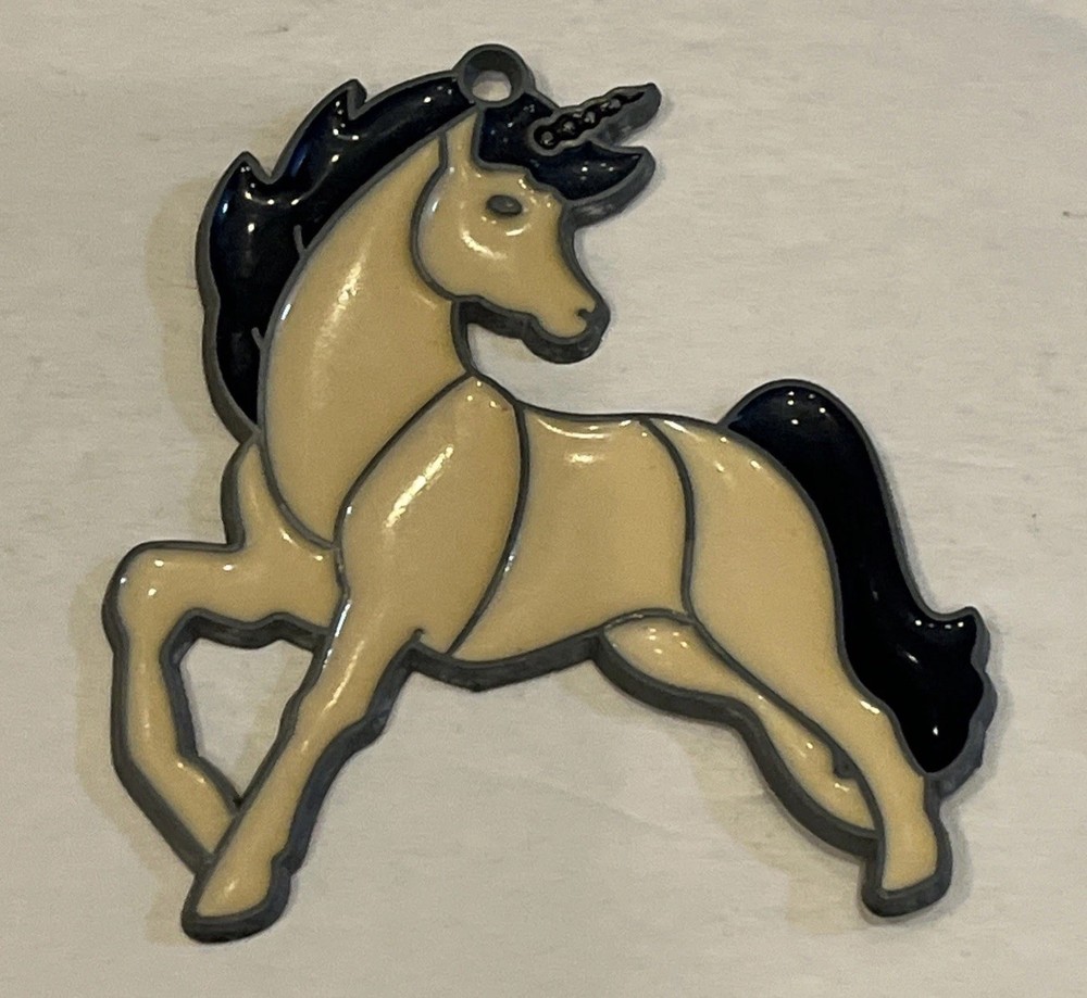 Vintage 80s Unicorn Sun Catcher Window Ornament Fantasy Art Glass