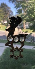 24K Plated Decorated W/ Austria Swarovski Crystal Reindeer Sun catcher VTG