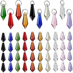 50pcs 38mm Suncatcher Crystal Icicle Pendant Prisms for DIY Home Decor – Multi-C