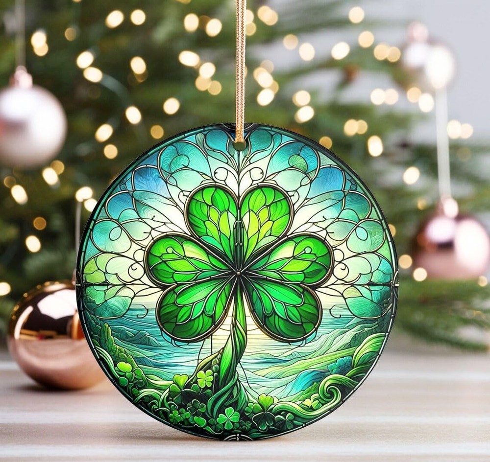 Shamrock St Patrick’s Day Glass Suncatcher Irish Blessing Window Decor Gift