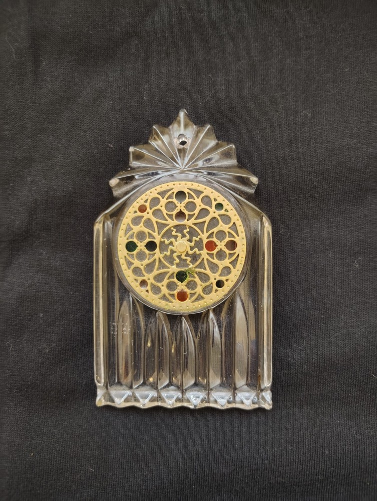 Vintage Glass And Brass Sunburst Ornament Stained Glass Effect Hanging 3 5″