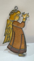 Vintage Stained Glasss Style Angel Christian Christmas Ornament Decor Sparkle