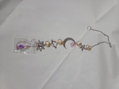 Glass Metal Suncatcher with Moon, Star, Planet, Sun Charms, Silver Gold