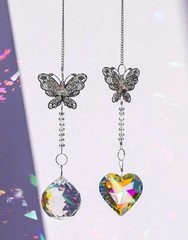 2 Pieces Crystal Butterfly Suncatchers Window Prism Tree Hanging Decor Ornaments