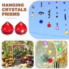 12-Pack Crystal Ball Prisms, 33.5mm/1.32 Inch Pendant Hanging [Red]